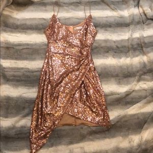 Pink Champagne Sequined Mini Dress